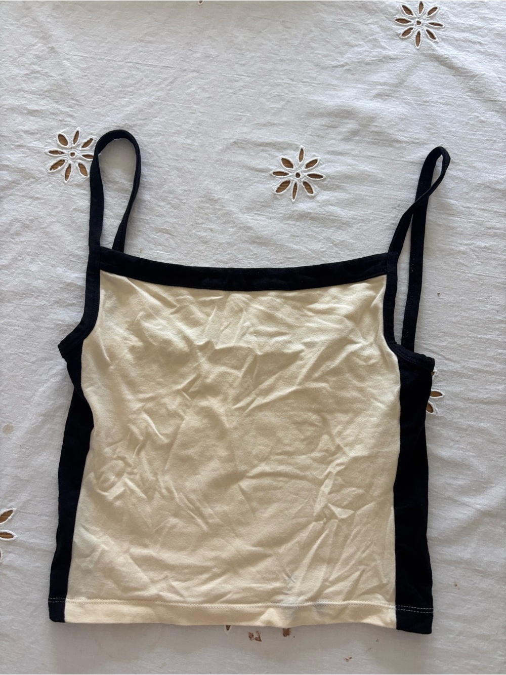 heavy manners tank in cream and black